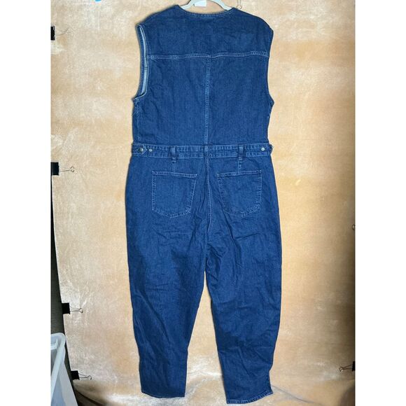 Universal Thread Denim Jumpsuit Sleeveless Full Zip Dark Wash Women's Size 16 - Picture 10 of 12